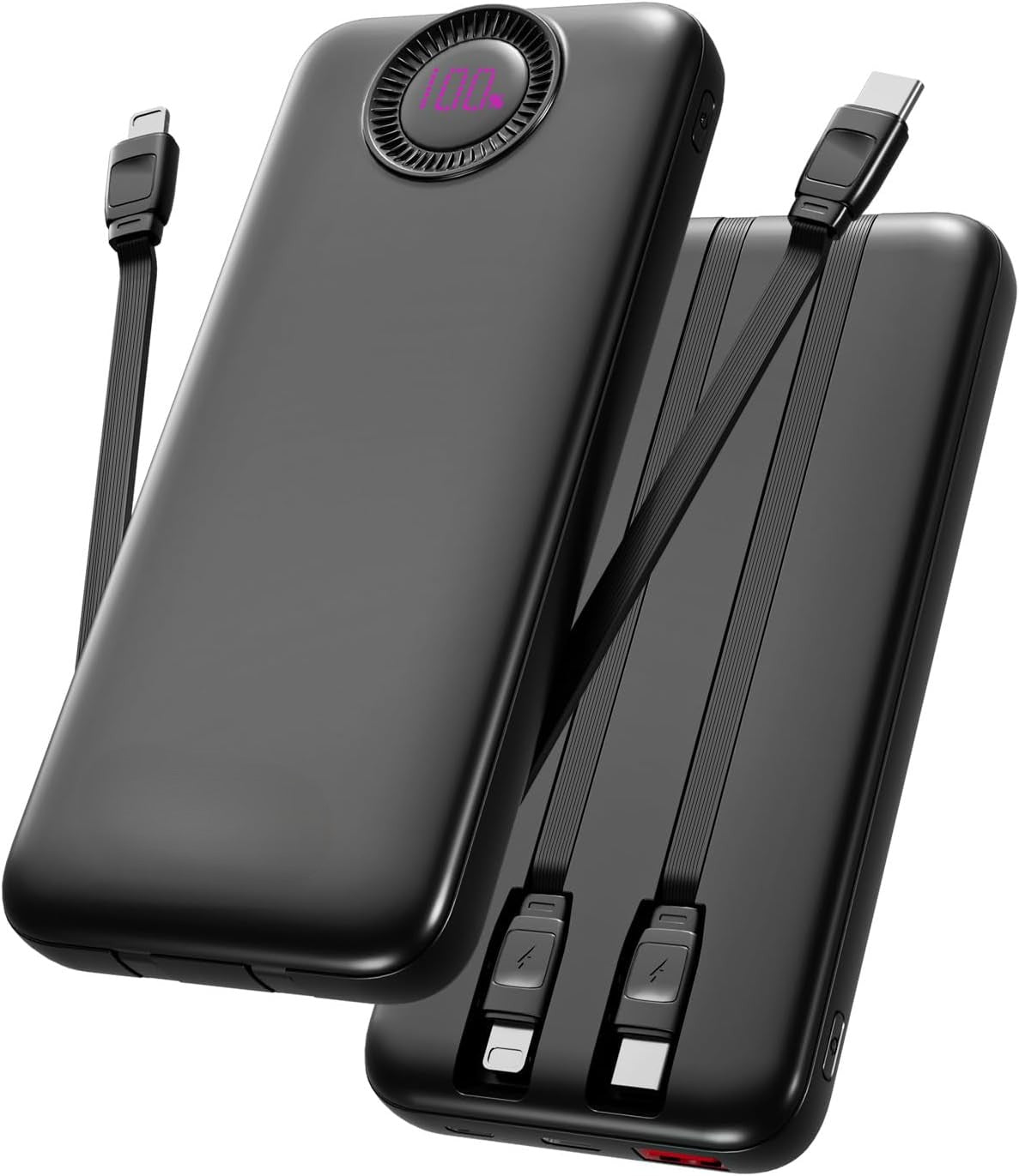 Power Bank,10000mAh 22.5W Max Portable Charger Built in Cables，4 Outputs 2 Inputs External Phone Powerbank,5V/3A Fast Charging Travel Charger for iPhone Android iPad