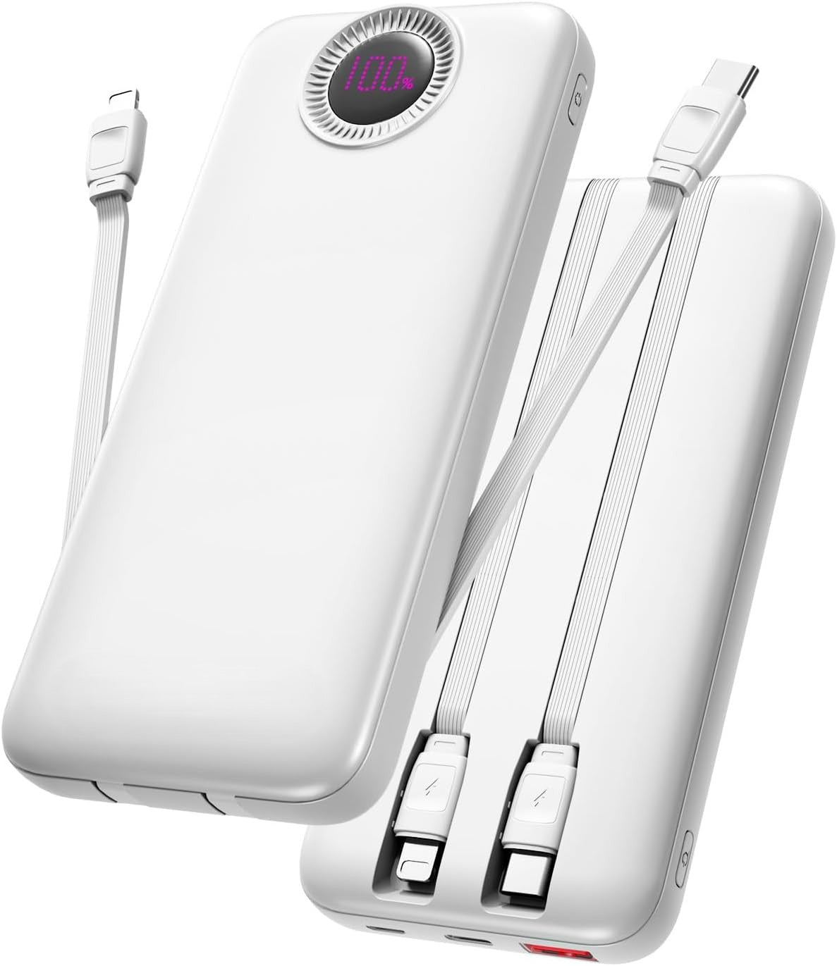 Power Bank,10000mAh 22.5W Max Portable Charger Built in Cables，4 Outputs 2 Inputs External Phone Powerbank,5V/3A Fast Charging Travel Charger for iPhone Android iPad