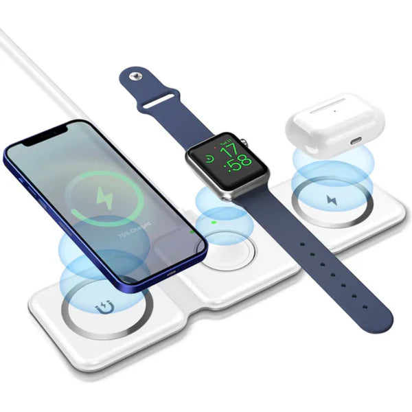 Magnetic 3-in-1 Wireless Charger 15W Foldable Charging Station for iPhone 12/12 Mini/12 Pro/Max, iWatch, AirPods 2/Pro